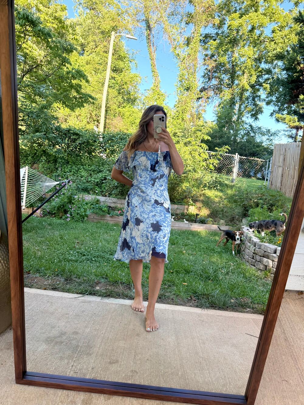 Vintage Polo Ralph Lauren Silk Floral Off Shoulder Midi Dress 12